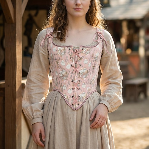 princess medieval corset dress Cotton Period Dress and Vest Found Princess