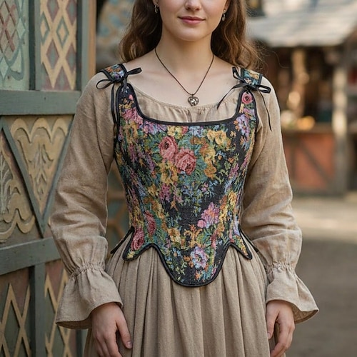 cottagecore renaissance dress Renaissance Corset Dress Cottagecore Fairy Gown, LARP Costume