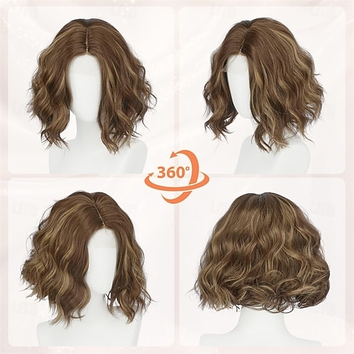 2026年 女性用ブラウンボブウィッグ、レースフロントヘアライン