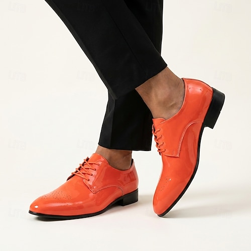 burnt orange dress shoes men's Owen Leather Lizard and Crocodile Print Oxford Style Dress Shoes, Black / 9