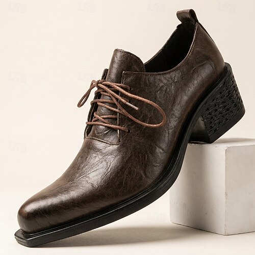 old fashioned dress shoes Amazon.com | Men's Vintage Dress Cap Toe Shoes Classic Formal Oxford Soft Leather Shoes Business Derby for Men (Black, Adult, Men, 6, Numeric, US Footwear Size System, Medium)