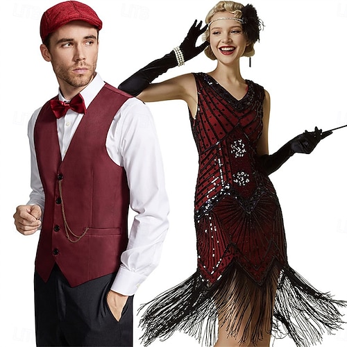 Roaring 20s 1920s Flapper Dress Outfits Waistcoat The Great Gatsby  Gentleman Wedding Guest Sequins Tassel Fringe Fancy Dress Men's Women's New  Year Masquerade Prom Party speakeasy Adults' Costume 2026 - $57.99
