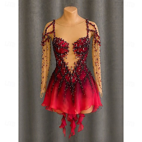 pink ice skating dresses girls Pink ice skating outfits free shipping FC767 - Pink - Color
