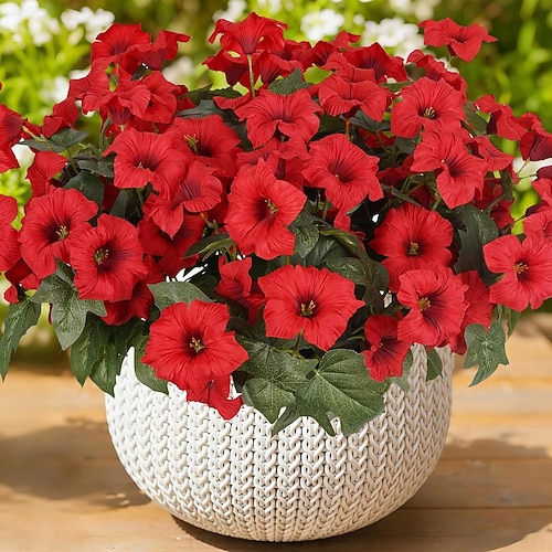 6 Bündel künstliche Blumen für den Außenbereich, künstliche Petunien, Frühlings- und Sommerdekoration, UV-beständige Kunstblumen, die echten Seidenblumen für Pflanzgefäße im Garten vor der Haustür, 2026