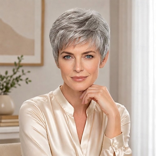 Short Pixie Wig for Women Layered Synthetic Hair with Bangs Natural Look Short Dark Red Pixie Wig, Synthetic Hair With Bangs  main image 3
