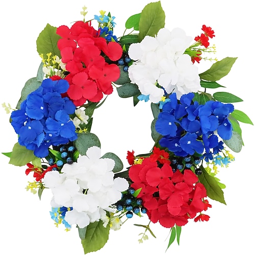 LightInthebox Patriotischer Türkranz (56 cm) zum 4. Juli, rot-weiß-blau, 250. Jahrestag der USA, Sommerkranz mit Aufhänger, ideal als Geschenk für Zuh