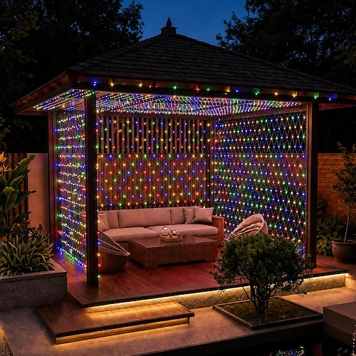 LED-Netz-Lichterkette ip65 6mx4m 3mx2m LED-Lichterkette für flexible Netze 880led 200led Mesh-Lichterkette für Gartenhof bunte Dekoration EU-US-UK-Stecker ac110v 220v 230v 2026
