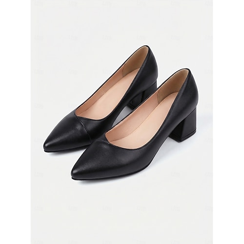 low heeled ladies dress shoes Soft PU Leather Women's Heel formal for women with Pointed Toe and Thick Heels for Comfortable Work and Casual Wear they are perfect for everyday wear as well as special occasions where you need to make a subtle yet refined statement Low Heel Pumps: A Buying