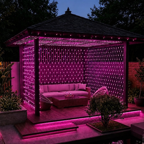 LED-Netz-Lichterkette ip65 6mx4m 3mx2m LED-Lichterkette für flexible Netze 880led 200led Mesh-Lichterkette für Gartenhof bunte Dekoration EU-US-UK-Stecker ac110v 220v 230v 2026
