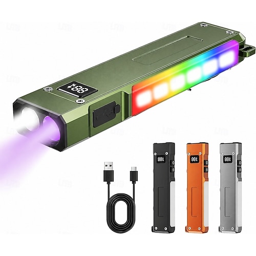 brightest rechargeable pocket flashlight UltraFire T5 Tactical with Belt Holster, 1800 High Lumen Flashlight with Duty Belt Holder, Security Flashlight for Police perfect for emergencies to signal for help or just for a walk home. EDC Flashlight Rechargeable, 1200 Lumens