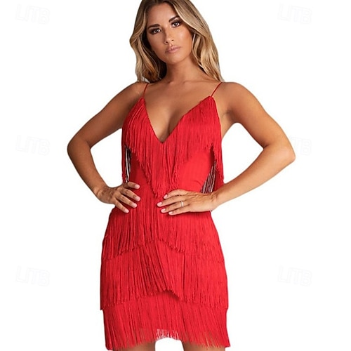 sexy tassel cocktail dress WXLWZYWL Women Tassel Dress For Women Sexy Sequins Tassels Flapper Dress 1920 Gatsby Cocktail Dance Dress Mini Bodycon Club Dress, Women's, Size: XL,