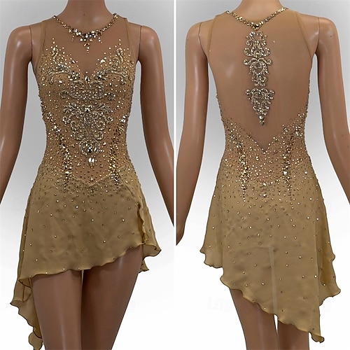 figure skating dress gold Whispers of Gold Skate Dress - Gold Figure