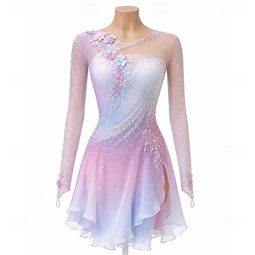 pink figure skating dresses ANYA Dusty Rose Pink draped Figure Skating Dress