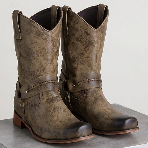 mens vintage dress boots Men's Washed Cap Toe 46 / Coffee using contemporary materials that offer perfection in shoes tailored to the modern world VINTAGE FOUNDRY Dress Boots for