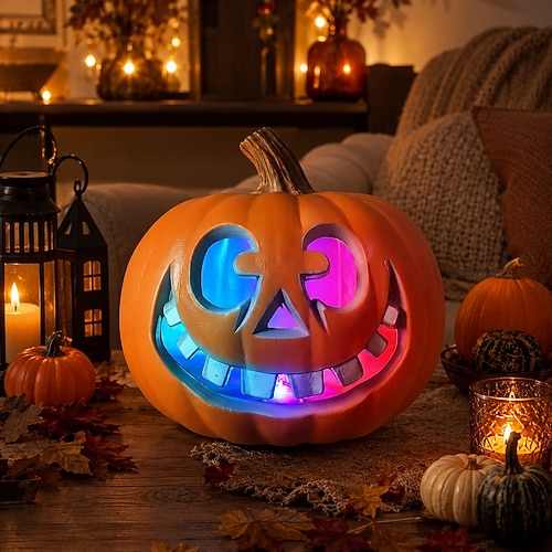 2026年 ハロウィンRGB色変更レジンジャック・オー・ランタン、不気味な