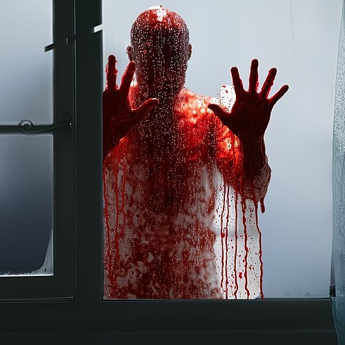 Autocollants de fenêtre sanglants de zombies pour Halloween, décorations de fenêtre effrayantes et autocollantes en forme de silhouette, décorations