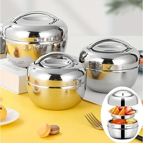 Boîte à lunch isotherme double paroi en acier inoxydable, boîte bento étanche pour adultes et enfants, contenant isotherme réutilisable pour les