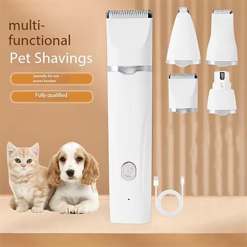 LightInthebox 4-in-1 leises elektrisches Tierhaarschneidemaschinen-Set Porzellanklingen zum Schleifen von Haaren/Krallen bei Katzen Fellpflege für kle