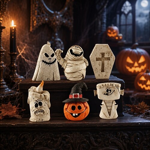 2026年 ハロウィンの置物デコレーションセット、幽霊、ミイラ