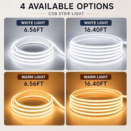 5/8/10mm CCT COB LED Strip Light 608leds/m 2700k to 6500k Dimmable DIY Decor eBa