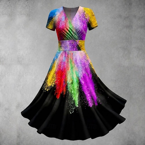 black and rainbow dress Metallic Twist Maxi 145cm ATTENTION PLEASE Black Rainbow Striped Dress Urban