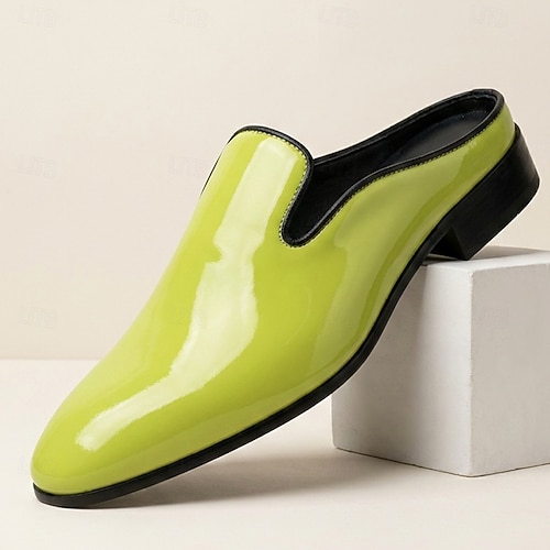 mens lime green dress shoes Men's Glossy Mule Shoes, Backless Slip-On Pointed Toe Style, Bold Fashion for Parties, Proms, Stage Events 2026 Category:BABY SHOWER