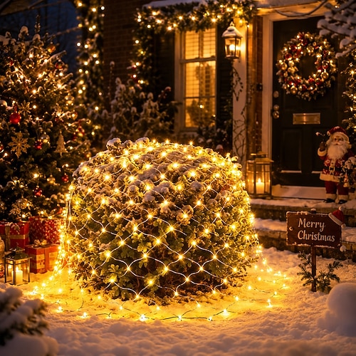 6x4m Netz-Lichterkette 880 LEDs Angelschnur Lichter Warmweiß Kaltweiß Mehrfarbig Wasserdicht Party Baum Hochzeit Patio Wohnkultur Innendekoration 2026