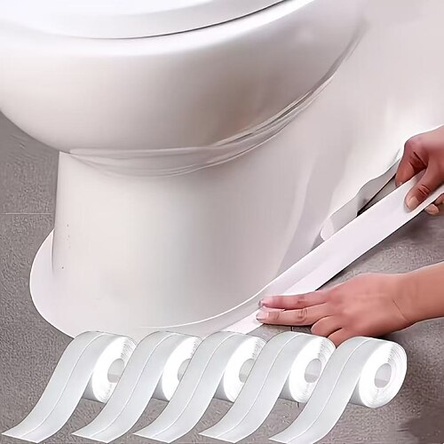 5 Rollen selbstklebendes Dichtungsband, wasserdichtes PVC-Dichtungsband für Bad, Dusche und Küchenspüle, schimmelresistentes, wasserdichtes