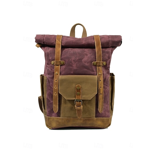Vintage Canvas Roll-Top Backpack for Men and Women, Large  display picture 1