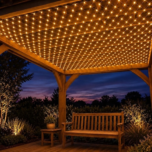 LED-Lichterkette aus Netzgewebe, 6 x 4 m, 880 LEDs, für den Außenbereich, geeignet für Terrasse, Garten, Hecke und Zaun. 2026