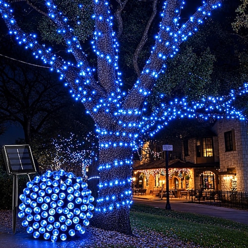 Solarbetriebene Lichterkette für den Außenbereich, wasserdichte Lichterkette mit 8 Leuchtmodi, funkelnde Lichter für Garten, Hof, Rasen, Feiertage und Hochzeiten 2026