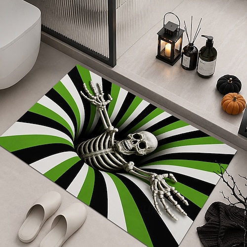 Halloween 3D Optical Illusion Doormat Skeleton Skull Front Door