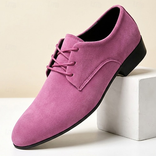 mens hot pink dress shoes Men's Derby Shoes, Pointed-Toe Lace-Up Statement with Sleek Low Heel for Stylish Men, Weddings, Parties and Evening Events 2026 creepmas