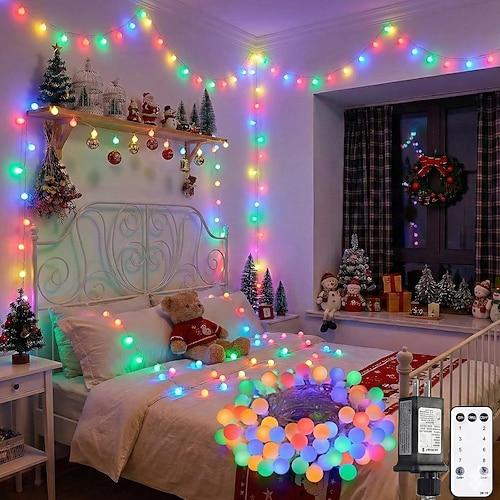 Globus Ball Lichterkette 100m 330FT 800LEDs Feen Lichterstecker mit 8 Modi Fernbedienung Dekor für Innen Außen Party Hochzeit Baum Garten Halloween Warmweiß Weiß Mehrfarben 2026
