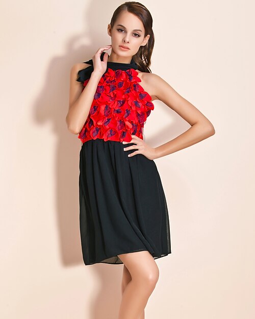 Black Dress - Sleeveless Summer Vintage Black Red