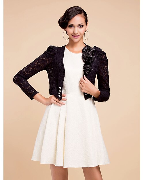 Lace Wedding Jackets With Appliques (More Colors Available)