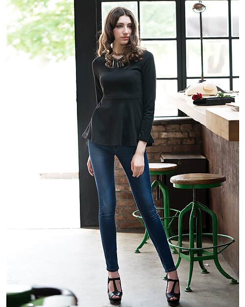 V-neck Long Sleeve Sexy Swing Top