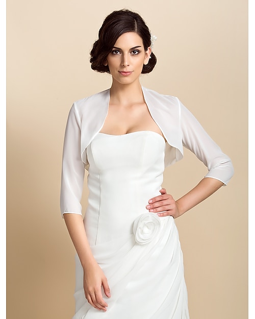 Manteaux  Vestes Chiffon Mariage  Fête du Soir Wraps  Bolero Avec Drapé  Solide robe pour impressionner