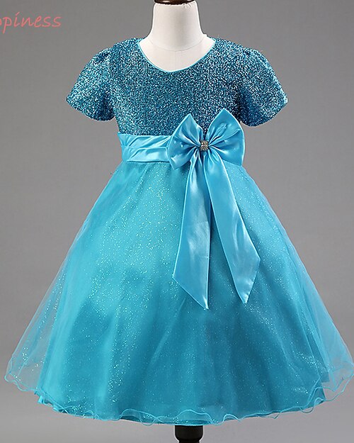 Girls' Short Sleeves Jacquard 3D Printed Graphic Dresses Bow Dresswear Polyester Dress Summer Spring Fall