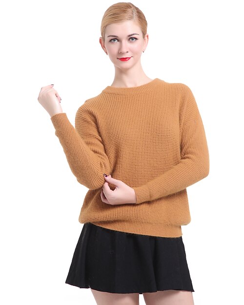 Femme Manches Longues Pullover - Couleur Pleine / Printemps / Automne