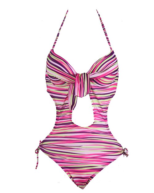 Dam Geometrisk / Utskärningar / Bohem Halterneck Monokini - Tryck / Push-up