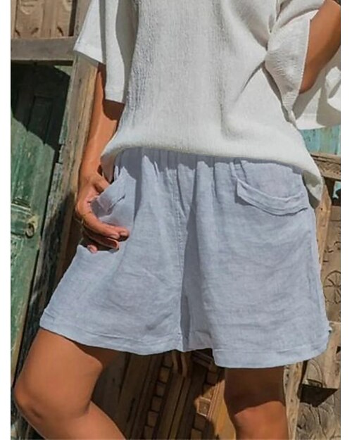 Femmes Normal Short en coton et lin Pantalon inspiré du lin Pantalon en coton et lin Décontracté / Sportif Court Taille Moyenne Uni Avec Poches Taille Élastique Respirant Doux Non Elastique Week-end Femmes Normal Short en coton et lin Pantalon inspiré du lin Pantalon en coton et lin Décontracté / Sportif Court Taille Moyenne Uni Avec Poches Taille Élastique Respirant Doux Non Elastique Week-end