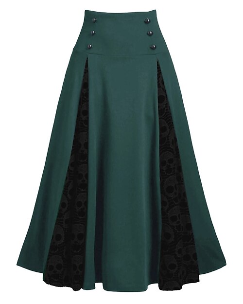 jupe femme jupe longue swing jupe midi dentelle patchwork crâne vacances décontracté quotidien hiver mode été noir violet vert