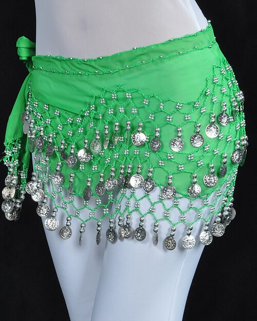 Danza del ventre Cintura Monetine Perline Con lustrini Per donna Addestramento Chiffon