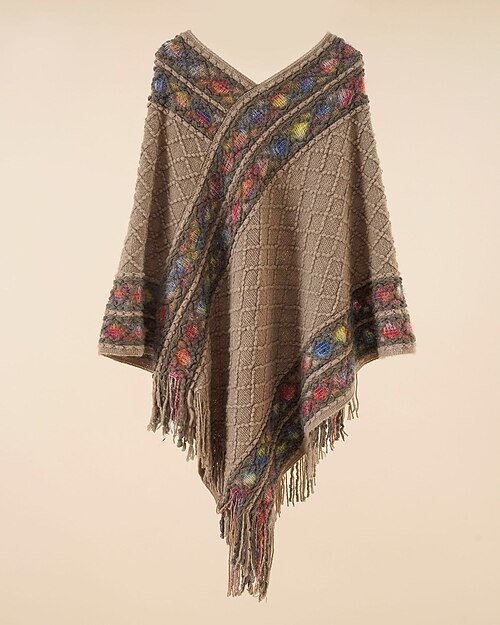 Per donna Scialle Scialle poncho Giornaliero Per eventi Cotone poliestere Informale Boemia Caldo Casuale 1 PC