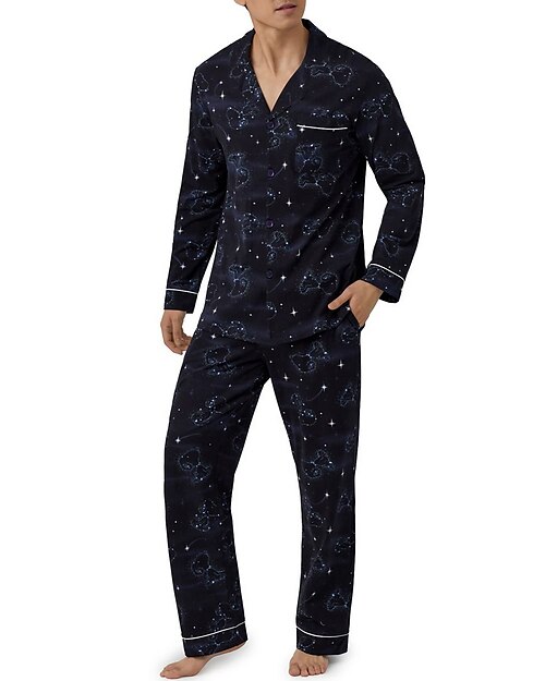 Per uomo loungewear Pigiami Set pigiama Top e pantalone del pigiama 2 pezzi Stampe astratte Moda Informale Comoda Interni Giornaliero Misto cotone Comfort Bavero Manica lunga Camicia Pantalone A