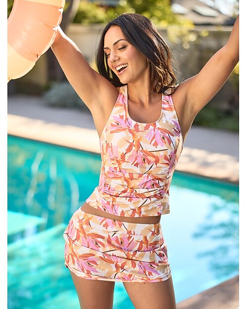 ensemble de maillot de bain tankini floral slim froncé