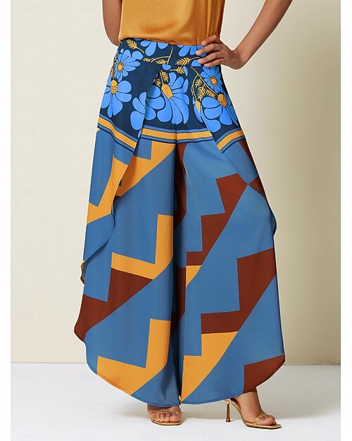 Damen Schwingend Volle Länge Satin Mikroelastisch Hosen Geburtstag Wochenende Blau Rosenrot Frühling & Sommer S M L
