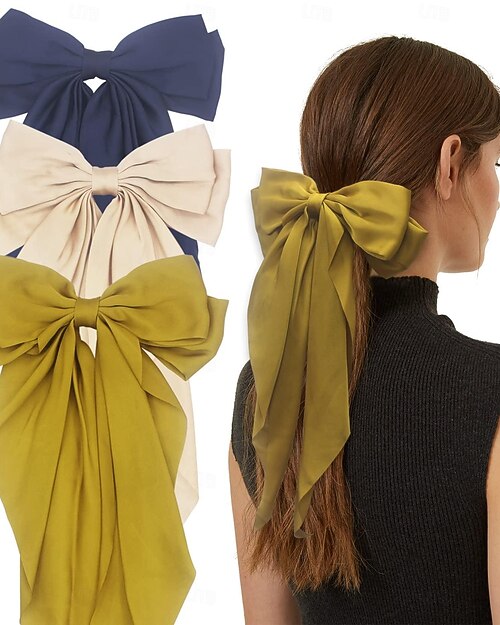 3kpl isot silkkiset satiiniset hiusrusetit naisille suuret hiukset barrettes nauha tytöille pitkät hiusklipsit ranskalaiset barrette söpöt kawaii bowknot hiusneula lolita hiustarvikkeet