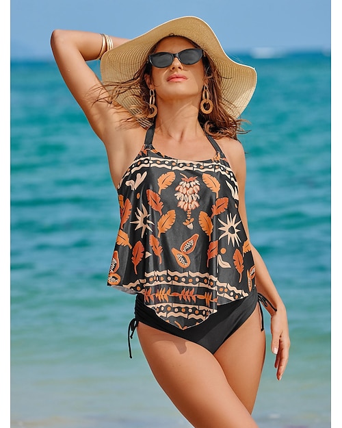 maillot de bain tankini trapèze imprimé